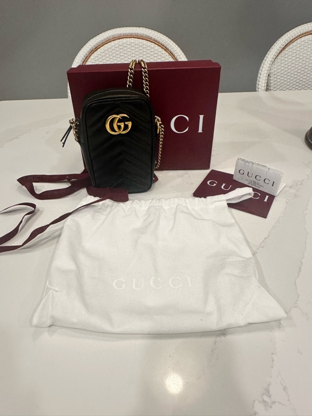 Gucci Black Mini Marmont Crossbody with Gold Hardware - Picture 2 of 9